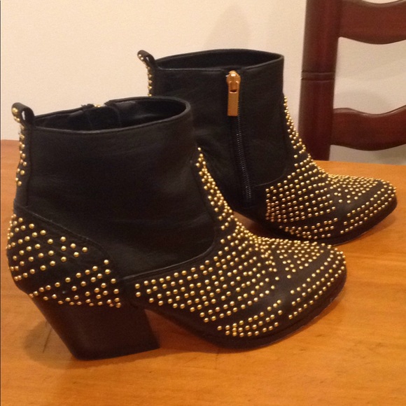 gold studded ankle boots